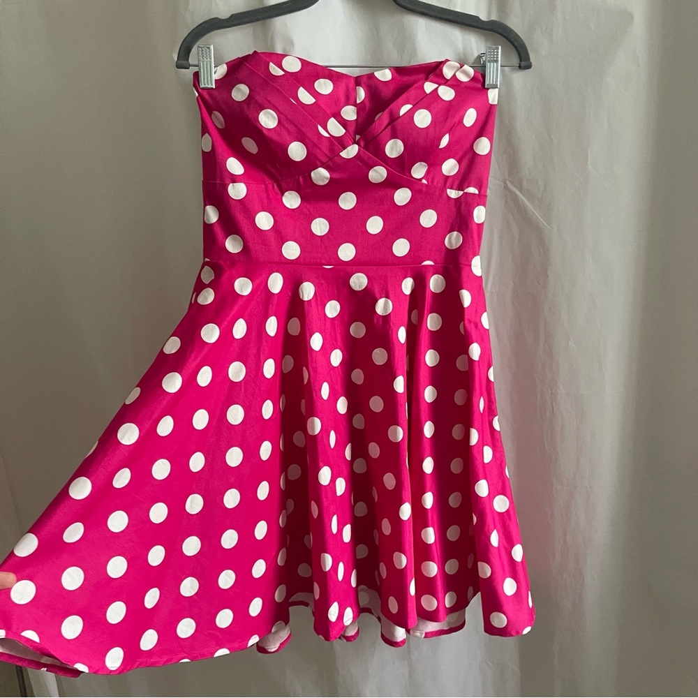 Barbiecore Strapless Polkadot Dress